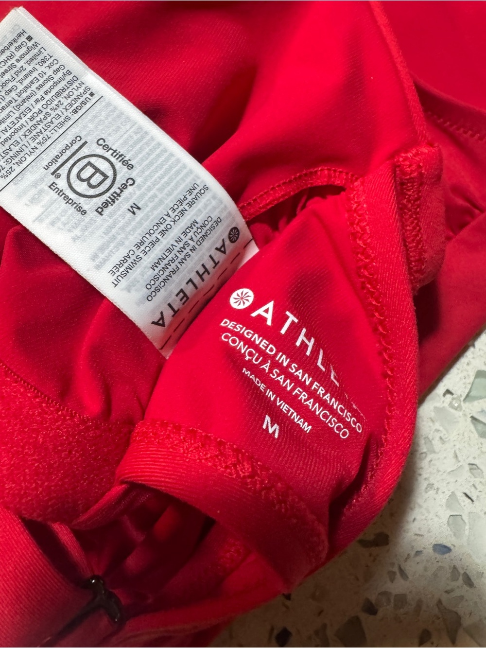 Athleta Red Flattering Square Neck One Piece Swimsuit Size medium - Picture 5 of 5